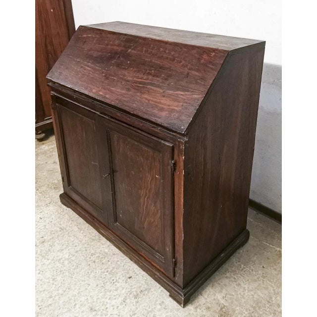 Rustic Vintage Italian Two Folds to Two Doors Lacquered Wood Cabinet For Sale - Image 3 of 9