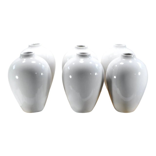 Willowy Pure White Ceramic Vases in Boxes- Set of 6 For Sale