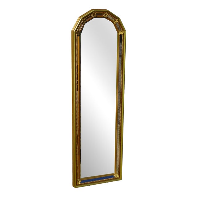 Golden Mirror with Beaded Frame and Fleur-de-Lys, 1980s For Sale