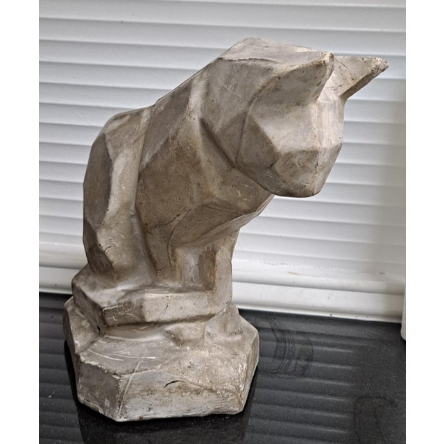 Geometric Form Plaster Cat Sculpture For Sale - Image 4 of 7