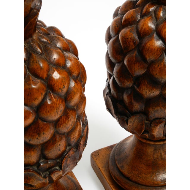 Large Mid-Century Modern Pineapple Table Lamps in Stained Pinewood, 1950s, Set of 2 For Sale - Image 14 of 18