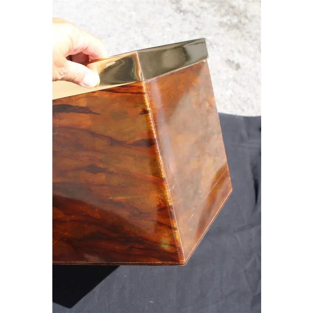 Faux Tortoise and Brass Portable Bar from Dior, Italy, 1970s For Sale - Image 6 of 11