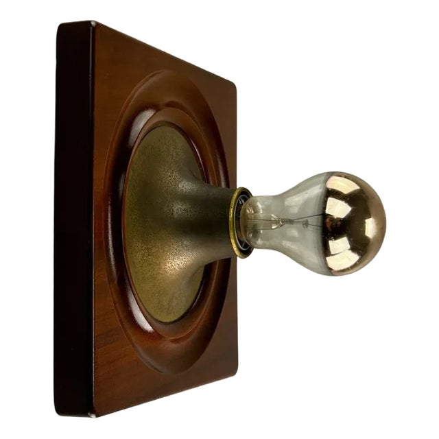 Mid-Century Space Age Wall Lamp in Wood & Metal, 1960s & 1970s For Sale