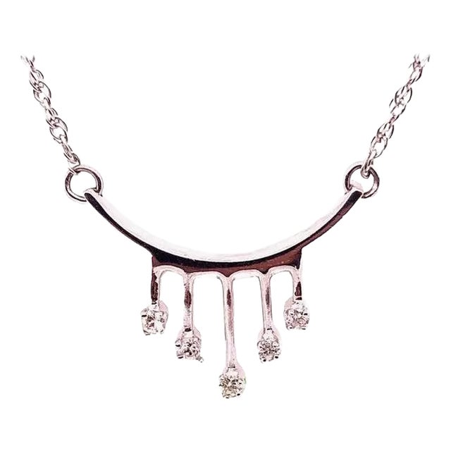 14 Karat White Gold Fancy Necklace With Diamonds For Sale