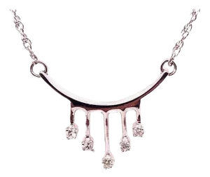 14 Karat White Gold Fancy Necklace With Diamonds