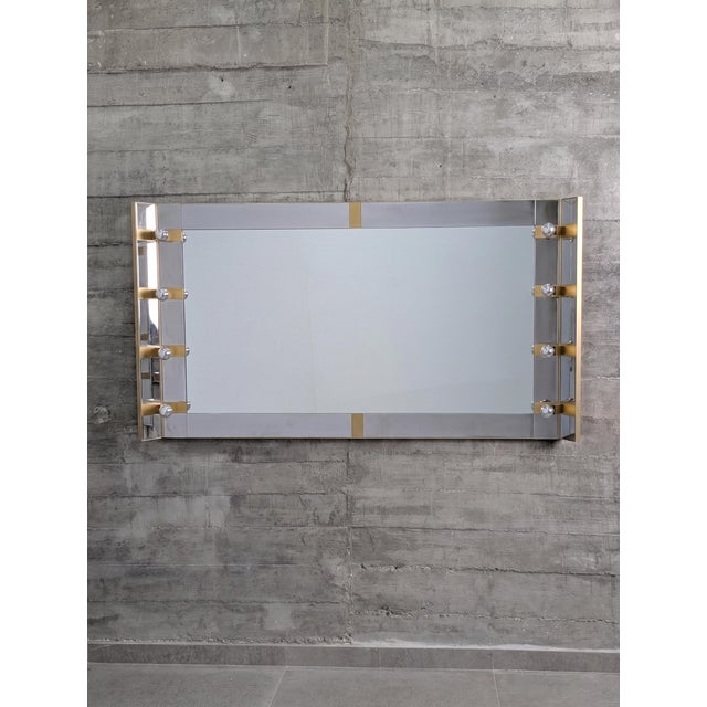 Illuminated Dressing Room Mirror in Chrome and Brass by Gaetano Sciolari, Italy, 1970s For Sale - Image 18 of 18