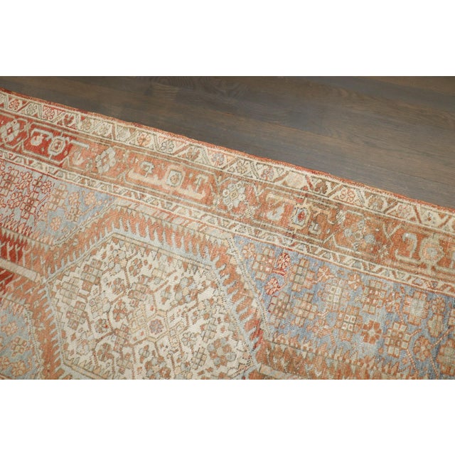 Persian Persian Heriz Blue Geometric Runner rug no. j5242 For Sale - Image 3 of 9