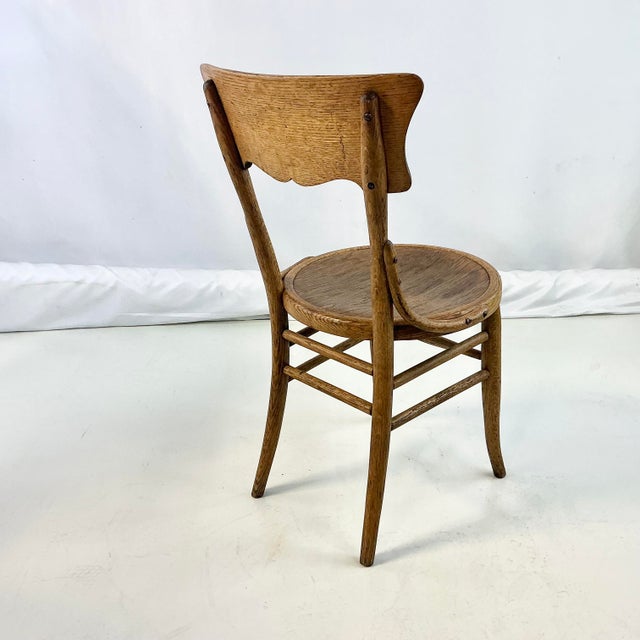 Wood Early 20th Century Antique Boho Chic Americana Oak Cafe Bristol Dining Chair. For Sale - Image 7 of 11