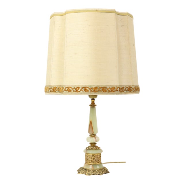 Vintage Table Lamp in Onyx, Marble and Brass, 1950s For Sale