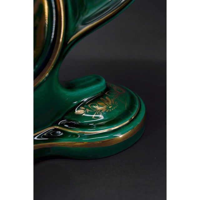 Green & Gold Earthenware Lamps, France, 1940s, Set of 2 For Sale - Image 14 of 18