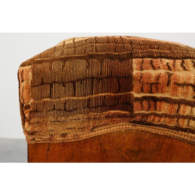 Art Deco Walnut Stool with Velvet Upholstery, Italy, 1920s For Sale - Image 11 of 12