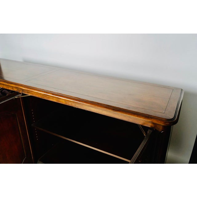 Monumental Baker Furniture French Provincial Style Walnut Buffet Sideboard, 4-Door Carved Credenza, Circa 1960–1975 For Sale - Image 11 of 12