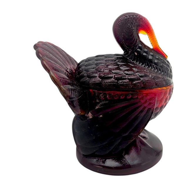 VTG Le Smith Glass Turkey Candy Dish in Deep Amberina Ruby Red – 7.75" For Sale In San Francisco - Image 6 of 11