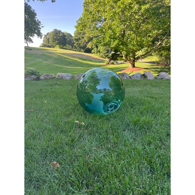 Coastal Large Vintage Hand Blown Glass Float For Sale - Image 3 of 5