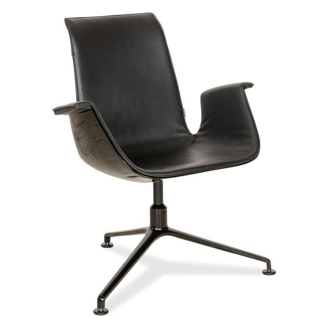 FK Black Leather Armchair in Black Shell with Swivel Function from Walter Knoll / Wilhelm Knoll For Sale - Image 12 of 12
