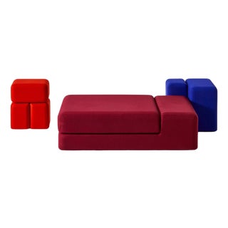 Soft Corners Side Table & Pouffs by Linde Freya Tangelder for Cassina, Set of 3 For Sale