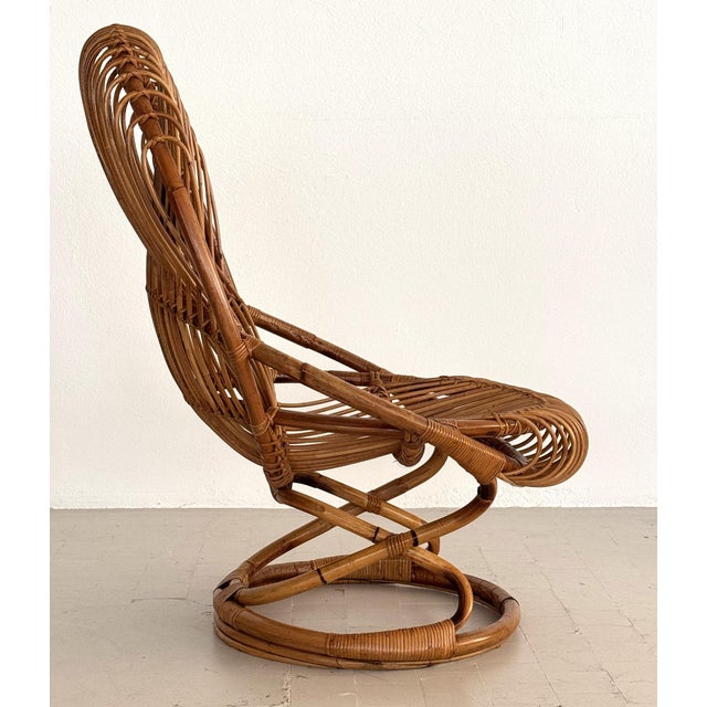 Brown Organic Bamboo Rattan Chair by Tito Agnoli for Pierantonio Bonacina, 1960s For Sale - Image 8 of 16
