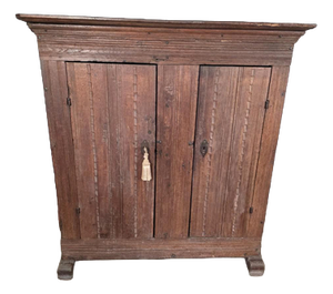 Antique 18th Century Primitive Oak Cupboard with Original Blacksmith Lock & Hinges