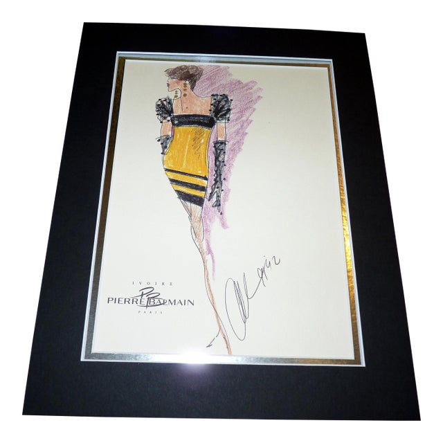 Vintage 1990s Pierre Balmain Paris Fashion Stat Matted- Avant-Garde Plaid Couture Study Erik Mortensen For Sale