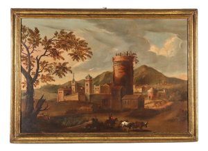 Landscape with Village, 1700s, Oil on Canvas