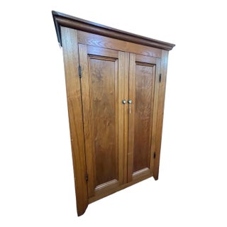Antique Oak 2 Door Armoire Cabinet Pantry Late 1800's For Sale