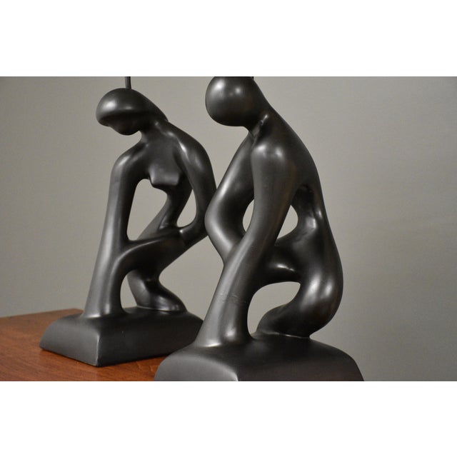 Mid-Century Modern 1960s Leo Middleman Sculptureline Table Lamps - A Pair For Sale - Image 3 of 8