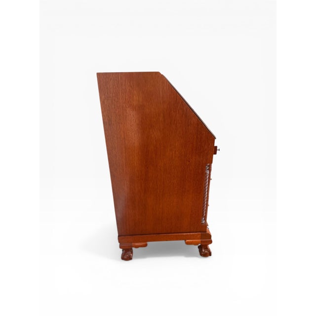 Wood Early 20th Century Federal Revival Mahogany Drop Front Secretary Desk With Inlay For Sale - Image 7 of 17
