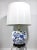 Wood Vintage Delft Accent Lamp With Drum Shade For Sale - Image 7 of 7