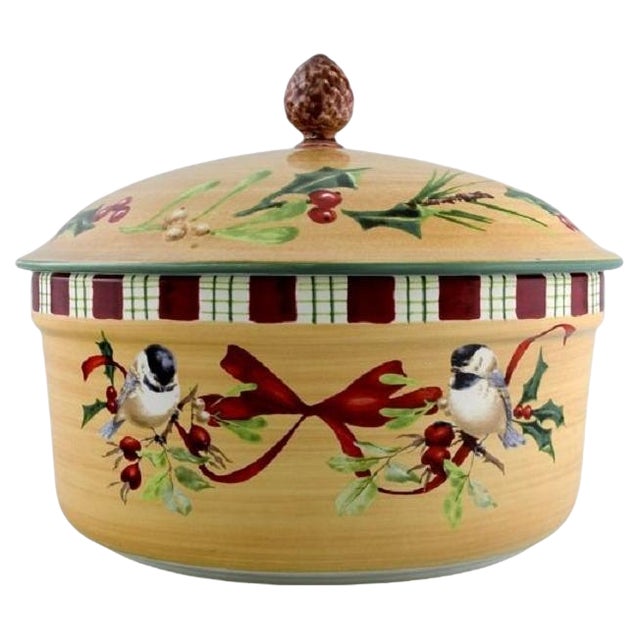 Large Winter Greetings Lidded Tureen by Catherine McClung for Lenox, 2000s For Sale
