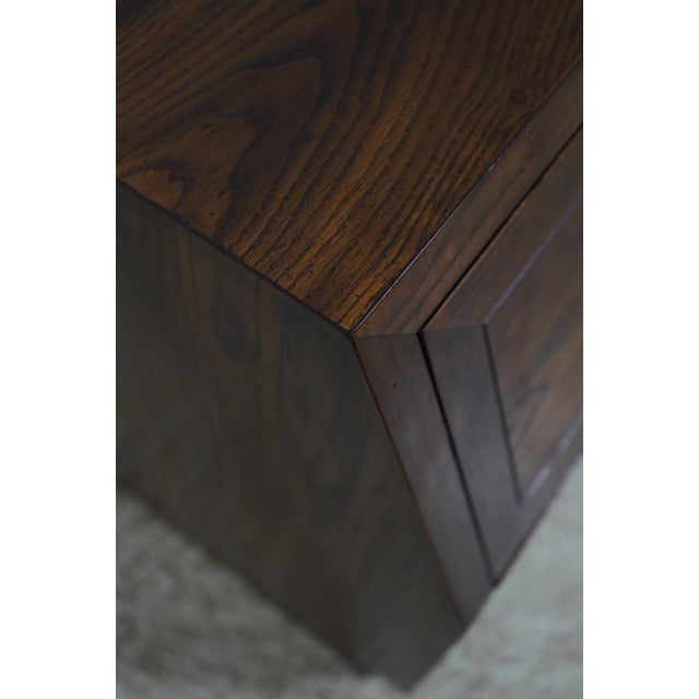 Pair of Henredon Oak Campaign Style Drop Front Nightstands For Sale - Image 10 of 18