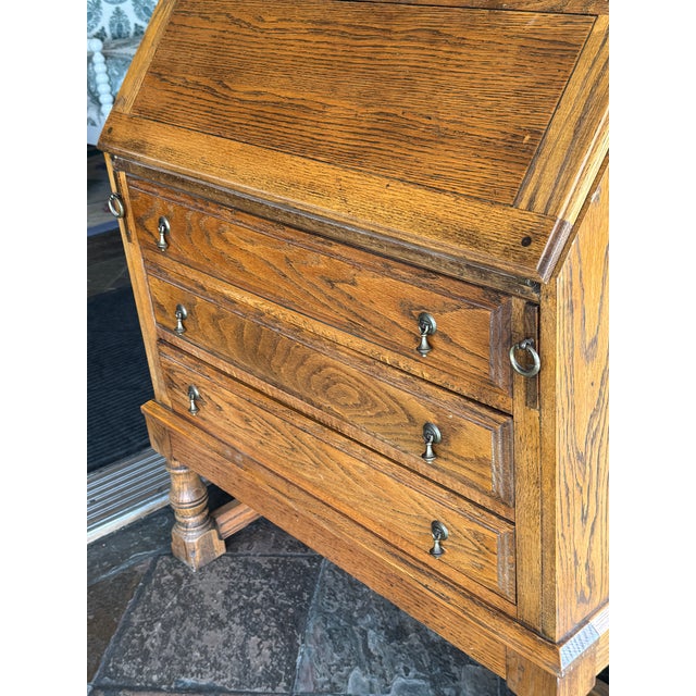 Jacobean Tiger Oak Wood Secretary, Antique For Sale - Image 12 of 12