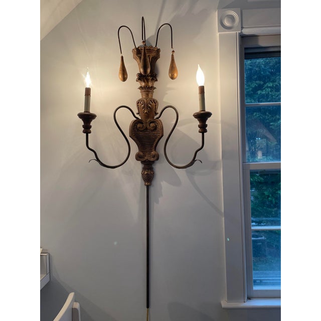 French Wooden Guilded Wall Sconce For Sale - Image 3 of 6