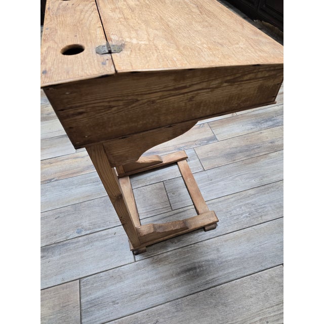 Antique Primitive Early American Slant-Top Child's School Desk For Sale - Image 12 of 12