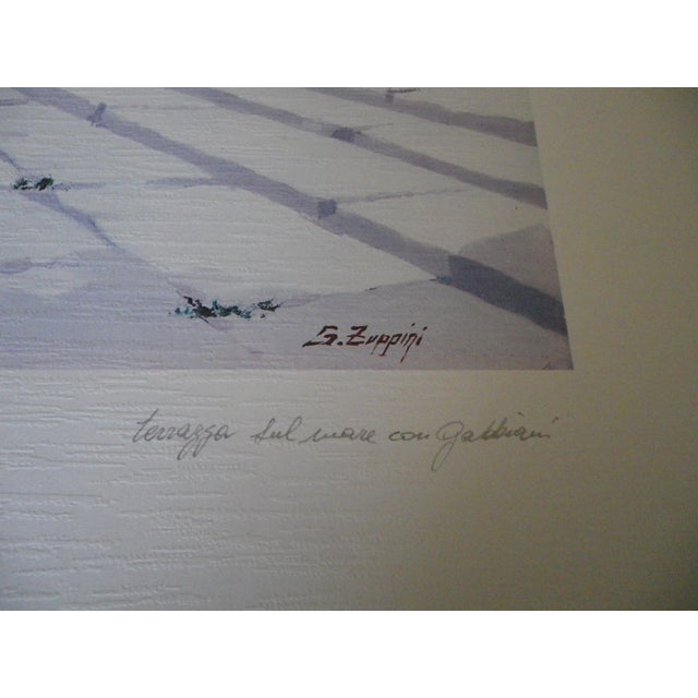 Giorgio Zuppini, Terrzza Sul Mare Con Gabbiani (Land on the Sea with Seagulls), 1970s, Lithograph For Sale - Image 10 of 18