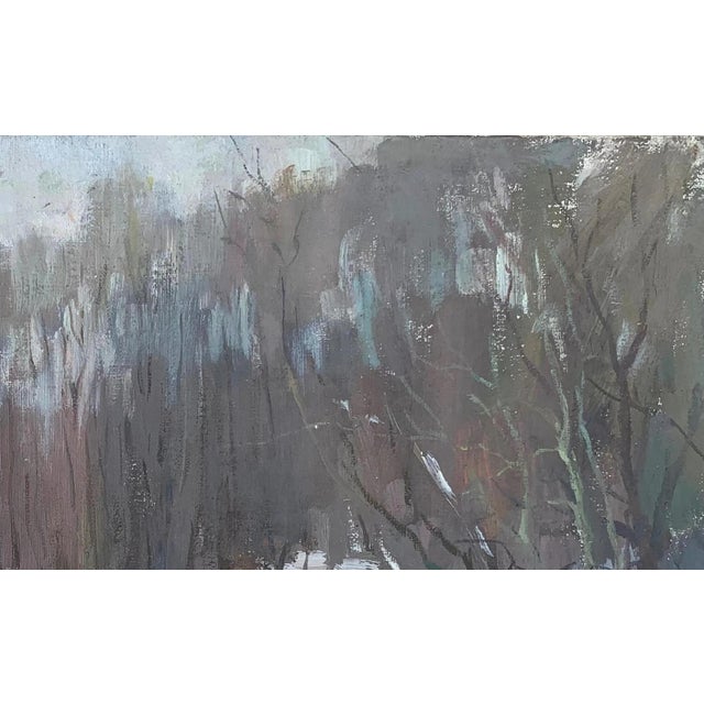 Realism Winter Forest Oil Painting, Original Soviet Impressionism Art 30-48 For Sale - Image 3 of 6