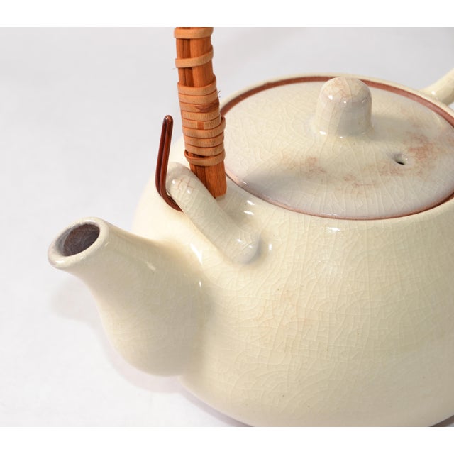 Taupe Vintage Japanese Tea Handmade Stoneware Ceramic Kotobuki - Set of 3 For Sale - Image 8 of 15