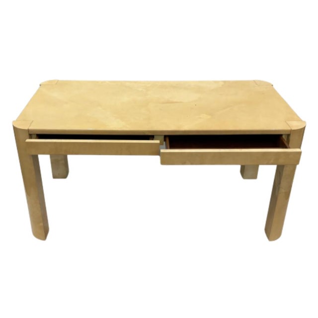 Karl Springer 1980s Karl Springer Lacquered Goatskin Desk & Chair - Set of 2 For Sale - Image 4 of 11