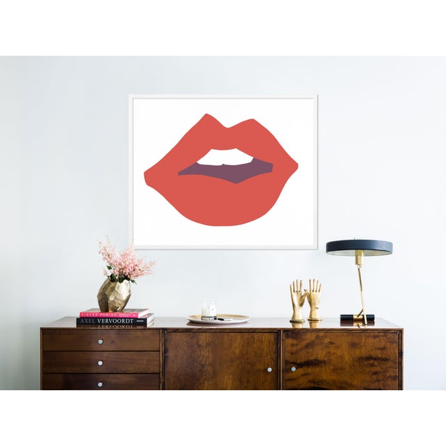 Contemporary Kiss Me Dark Coral by Angela Chrusciaki Blehm in White Frame, Medium Art Print For Sale - Image 3 of 4