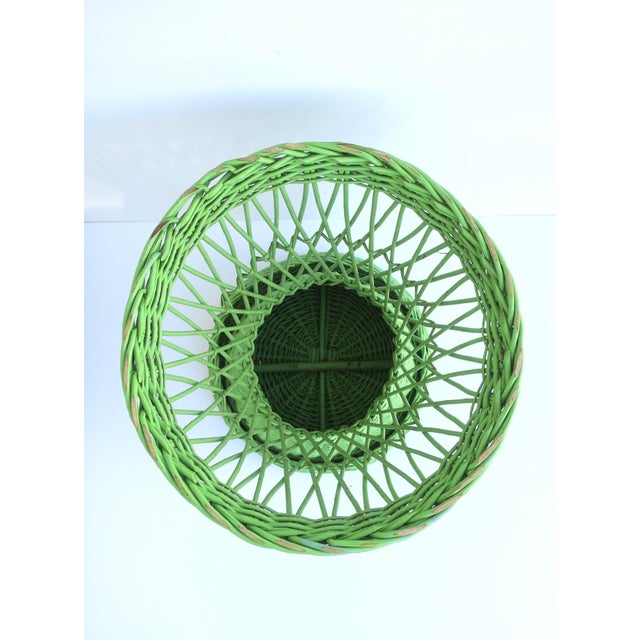 Green Wicker Stool or Drinks Table | Chairish