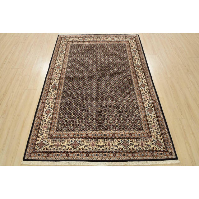 Farmhouse Fine Mood Rug 5’6” X 7’8” Blue Wool Vintage Hand-Knotted Carpet For Sale - Image 3 of 13
