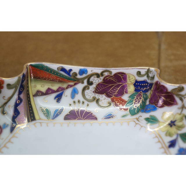 Ceramic Antique Royal Vienna Ruffled Flower Serving Dish Shallow Bowl Compote 8" For Sale - Image 7 of 13