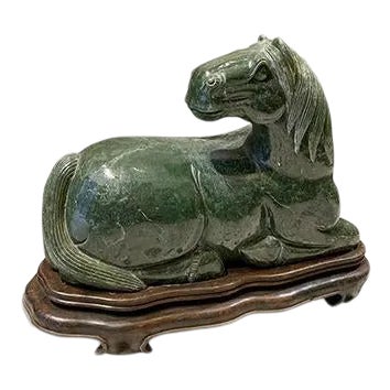 1960s Asian Style Jade Stone Horse Statue For Sale