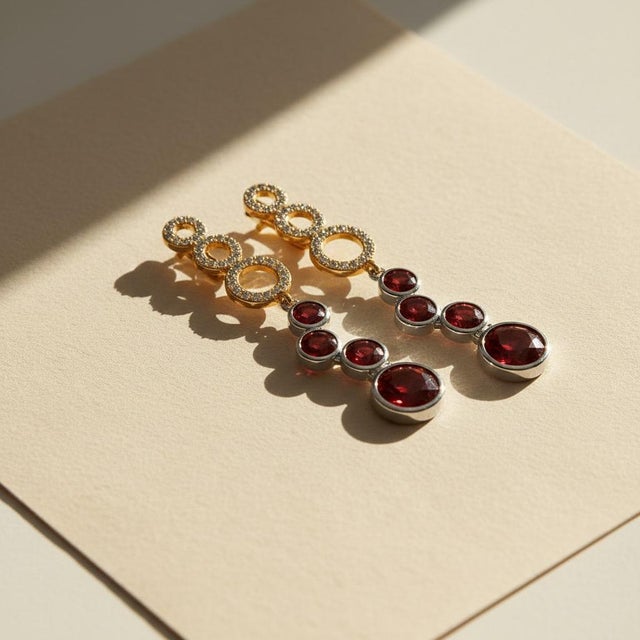 Contemporary Silver Garnet Earrings, Pair For Sale - Image 4 of 7
