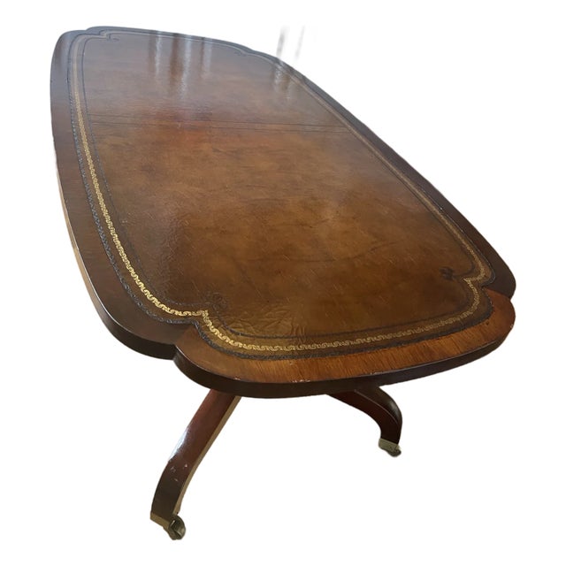 Vintage Zangerle & Peterson Leather-Top Coffee Table | Chicago | 1920s–40s For Sale