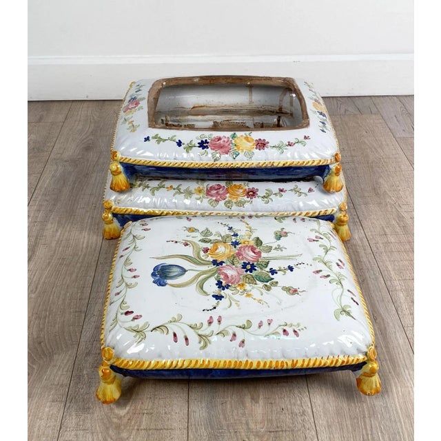 White Faïence Footstool, France Circa 1910 For Sale - Image 8 of 9