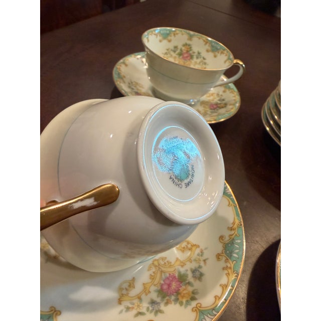 1930s Noritake Tiffany Porcelain Teacups & Saucers – 3 Cups & 8 Saucers For Sale - Image 4 of 5