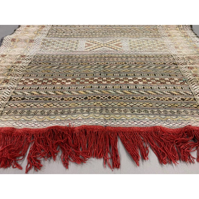 1950s Vintage Moroccan Vegan Silk/Wool Berber Kilim Rug For Sale - Image 5 of 12