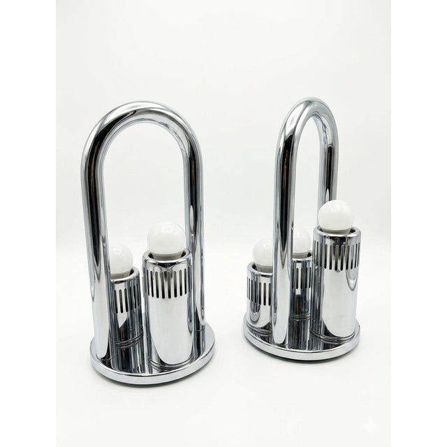 Mid-Century Modern Space Age Chrome Table Lamps, 1970s, Set of 2 For Sale - Image 3 of 4