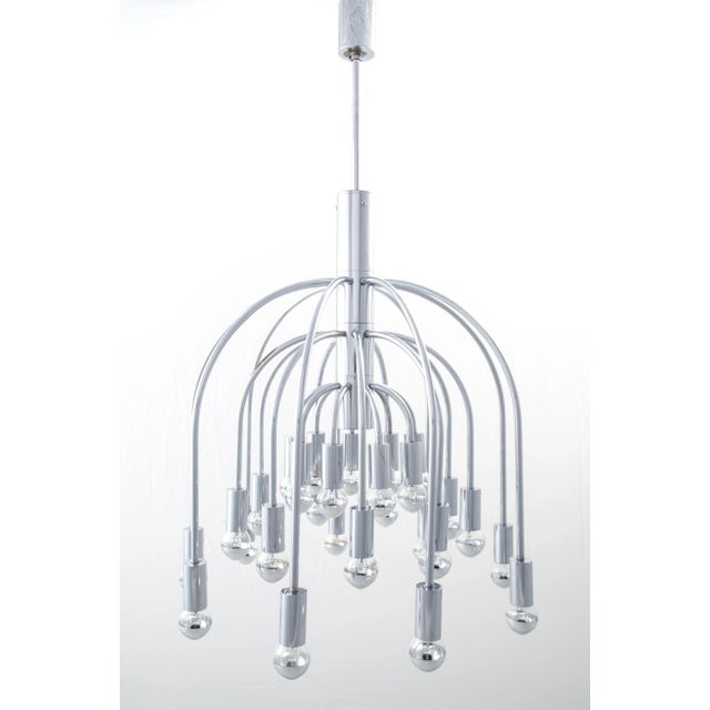 Silver Large Chrome Chandelier by Gaetano Sciolari for SA Boulanger, 1960s For Sale - Image 8 of 8