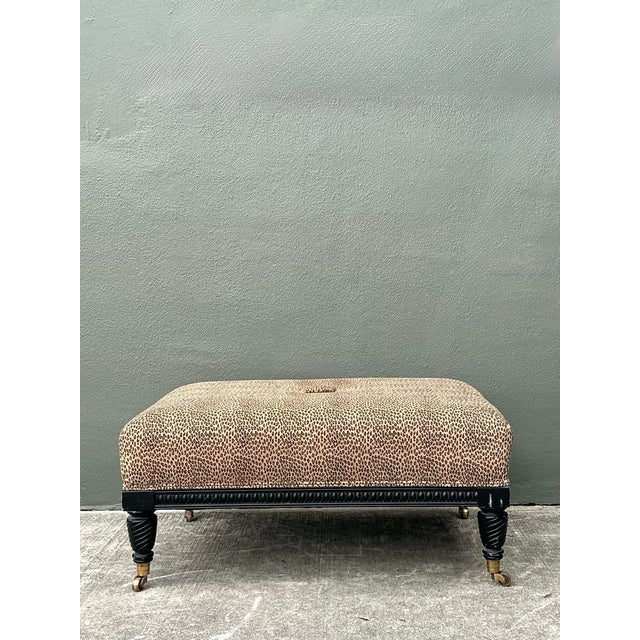 Vintage Kravet Tufted Leopard Ottoman For Sale - Image 9 of 12